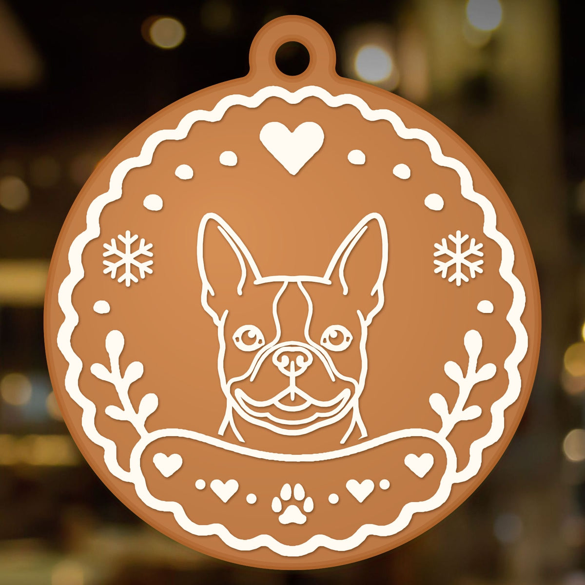 Karácsonyfadísz – Boston terrier, név nélkül