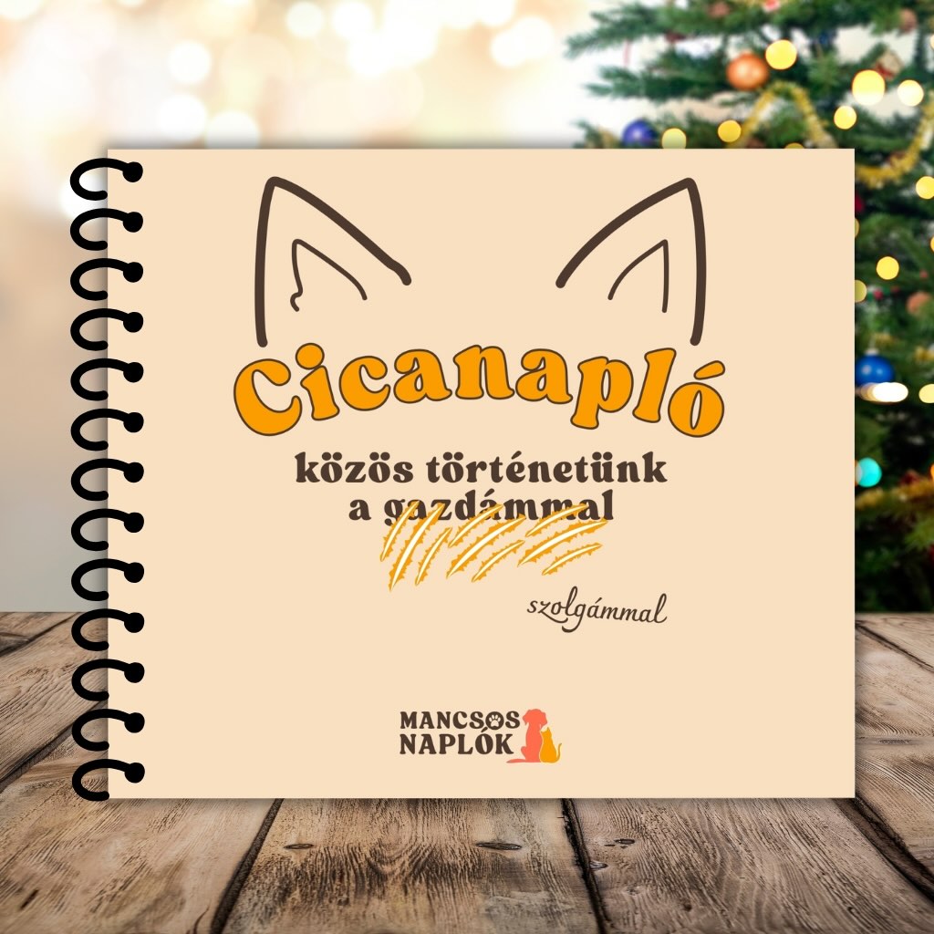 Cicanapló első oldala, borítója a Mancsos Naplók logójával és a napló alcímével.